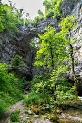 Fototapeta na wymiar Landscape views in the Rakov Škocjan Landscape Park or Krajinski park part of Inner Carniola Regional Park near the small town Cerknica in Slovenia