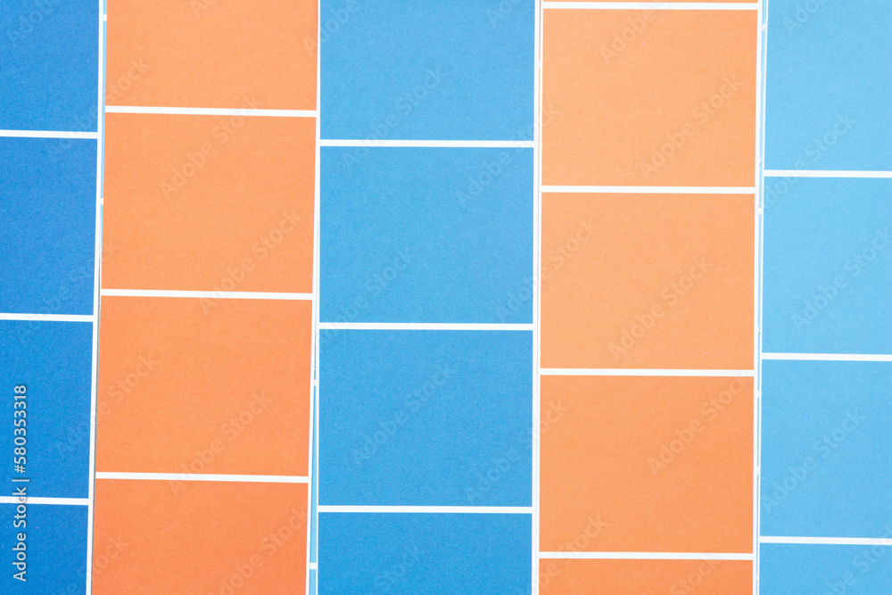 Poster abstract background with paper stripes and grid pattern in orange and blue