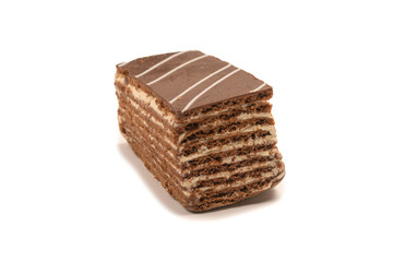 Chocolate cake isolated on a white background.