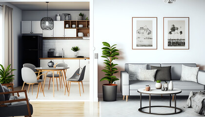 Apartment with modern furnishings perfect for a picture mockup