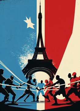Tug of war at Summer Olympics. Generative AI.