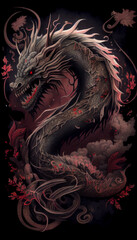 Chinese flying dragon, graphic, tattoo. AI generative content