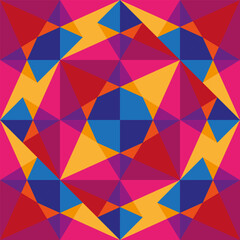 Obraz premium Colorful Kaleidoscopic Seamless Pattern. Vector Geometric Background with Triangles. Abstract Mosaic Design