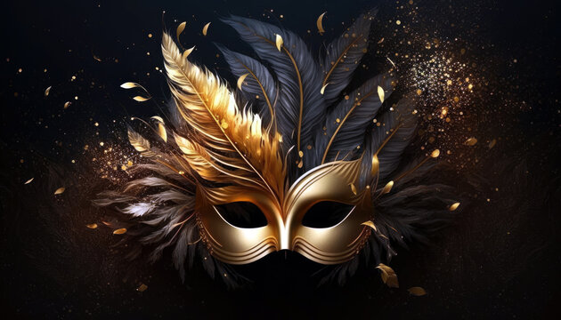 A Touch of Elegance: Realistic Luxury Carnival Mask with Blurred Abstract Background and Light Effects (created with Generative AI)