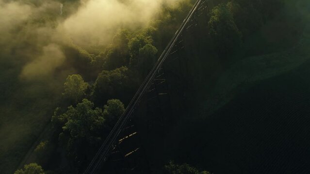 Aerial Clip of the Tulip Trestle Historic Railroad Bridge Indiana