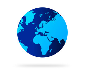 Earth globe with blue color vector illustration. world globe. World map in globe shape. Earth globes Flat style.