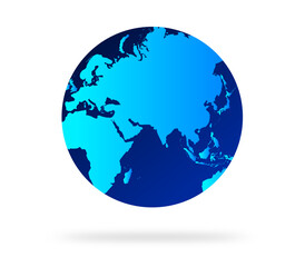 Earth globe with blue color vector illustration. world globe. World map in globe shape. Earth globes Flat style.