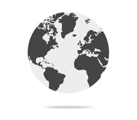 Earth globe with white and dark color vector illustration. world globe. World map in globe shape. Earth globes Flat style. - obrazy, fototapety, plakaty