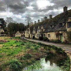 Traditional English Cotswold Cottages . Bibury, Cotswolds, England.