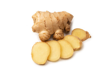 Ginger root isolated on white background.