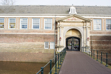 Entrance of historic castle Breda with bridge in the Netherlands