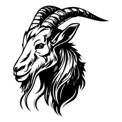 head of goat vector illustration, goat logo 