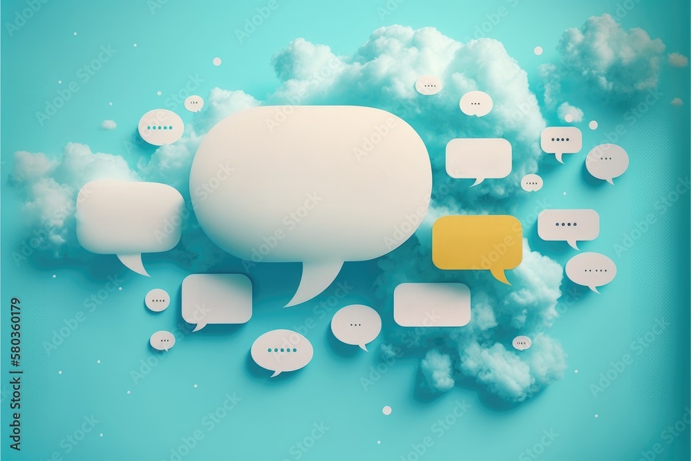 Wall mural clouds with speech bubbles. communication concept