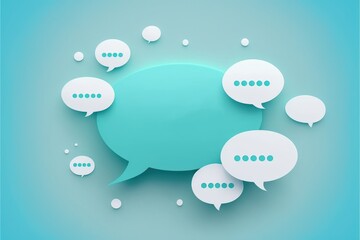 Paper speech bubbles with shadow on blue background - obrazy, fototapety, plakaty