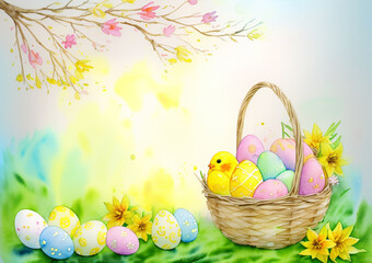 easter egg basket illustration