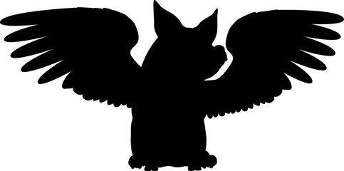 A flying pig with wings in silhouette from the saying pigs might fly