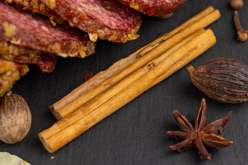 salami made of high-quality meat with spices and garlic