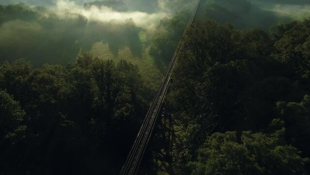 Aerial Clip of the Tulip Trestle Historic Railroad Bridge Indiana