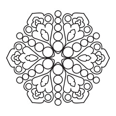 Easy Mandala flowers Design. Elegant Simple mandala page intricate lines patterns wall art, invitations, tattoo, designs, basic mandalas Coloring page