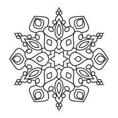 Easy Mandala flowers Design. Elegant Simple mandala page intricate lines patterns wall art, invitations, tattoo, designs, basic mandalas Coloring page