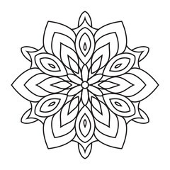 Easy Mandala flowers Design. Elegant Simple mandala page intricate lines patterns wall art, invitations, tattoo, designs, basic mandalas Coloring page