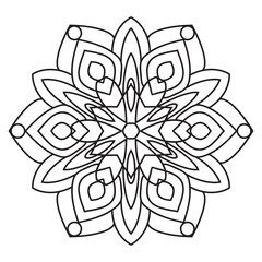 Fototapeta premium Easy Mandala flowers Design. Elegant Simple mandala page intricate lines patterns wall art, invitations, tattoo, designs, basic mandalas Coloring page