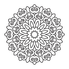 Easy Mandala flowers Design. Elegant Simple mandala page intricate lines patterns wall art, invitations, tattoo, designs, basic mandalas Coloring page