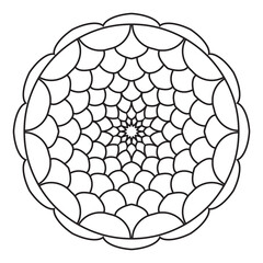 Easy Mandala flowers Design. Elegant Simple mandala page intricate lines patterns wall art, invitations, tattoo, designs, basic mandalas Coloring page