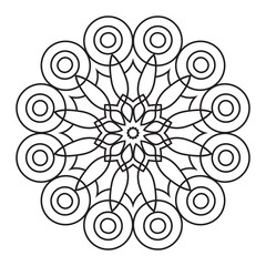 Easy Mandala flowers Design. Elegant Simple mandala page intricate lines patterns wall art, invitations, tattoo, designs, basic mandalas Coloring page