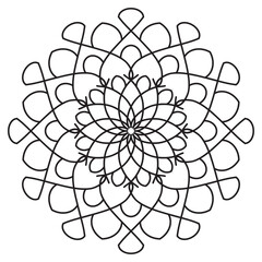 Easy Mandala flowers Design. Elegant Simple mandala page intricate lines patterns wall art, invitations, tattoo, designs, basic mandalas Coloring page
