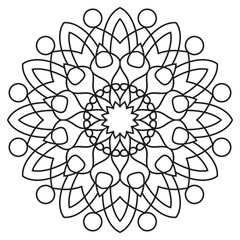 Easy Mandala flowers Design. Elegant Simple mandala page intricate lines patterns wall art, invitations, tattoo, designs, basic mandalas Coloring page