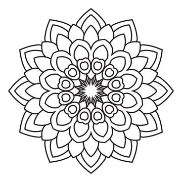 Easy Mandala flowers Design. Elegant Simple mandala page intricate lines patterns wall art, invitations, tattoo, designs, basic mandalas Coloring page