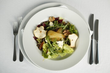 Ready green gourmet salad as a starter