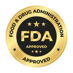 fda aprroved label, stamp, badge, seal, sticker, tag, vector, food and drug administration badge 3d with grunge effect