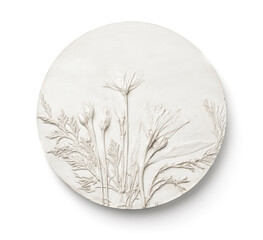 Gypsum handmade botanical bas-relief panel