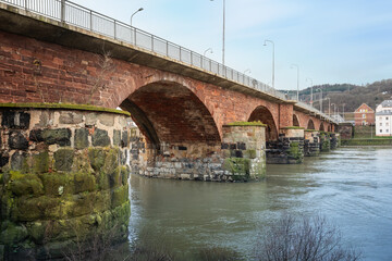 Fototapeta na wymiar Roman Bridge and Moselle River - Trier, Germany
