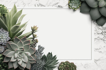 Succulent Blank Space, Background With Blank Space, Plants, Succulent, Generative Ai