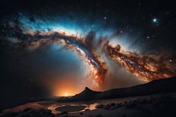 grainy long exposure image of the milky way. Generative AI