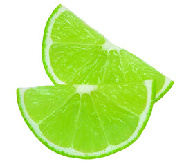 Fototapeta na wymiar Lime slice isolated on white background. Lime citrus fruit closeup