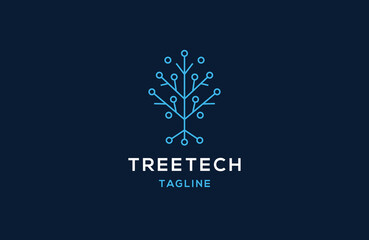 Tree technology logo icon design template flat vector
