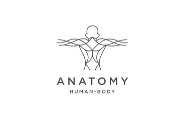 Anatomy line logo icon design template flat vector