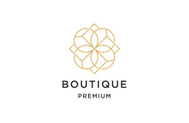 Boutique line logo icon design template flat vector