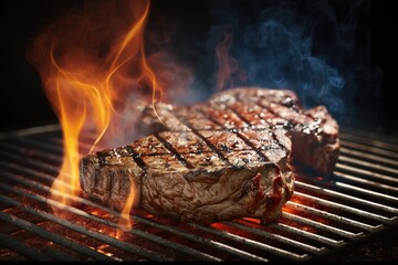 Juicy grilled meat steak. Fast food, delicious food.