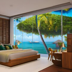 13 A tropical themed bedroom with island inspired furnishings3, Generative AI