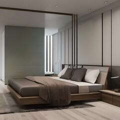 19 A minimalist bedroom with clean lines and a uncluttered look2, Generative AI