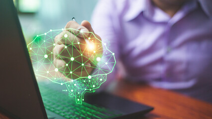 Chatbot Chat with AI, Artificial Intelligence. man using technology smart robot AI, artificial...