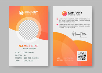 Modern and creative company employee id card design template with orange yello gradient