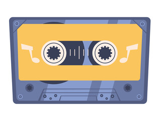 Retro cassette vintage tape disco audio music concept. Vector graphic design element illustration