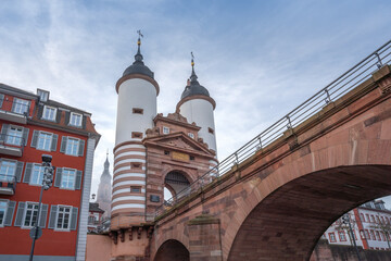 Bruckentor (Bridge Gate) and Old Bridge (Alte Brucke) - Heidelberg, Germany
