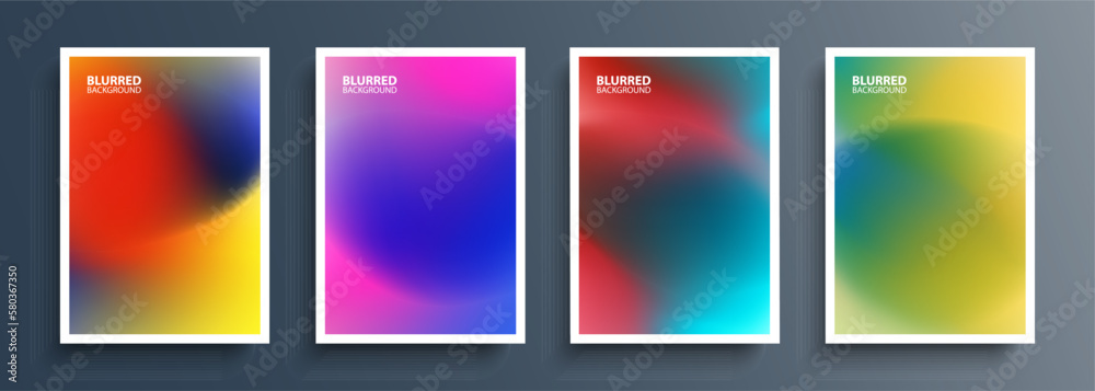 Aufkleber set of blurred multicolored backgrounds with bright color gradients. vivid color templates collectio